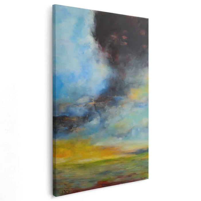 Plains Drama: Dramatic Cloudscape Over Serene Plains Canvas Art Print
