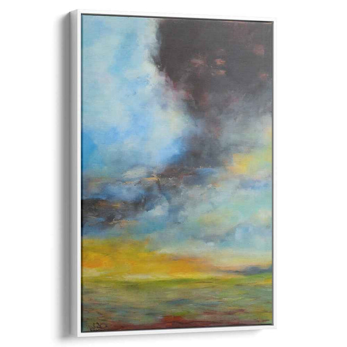 Plains Drama: Dramatic Cloudscape Over Serene Plains Canvas Art Print