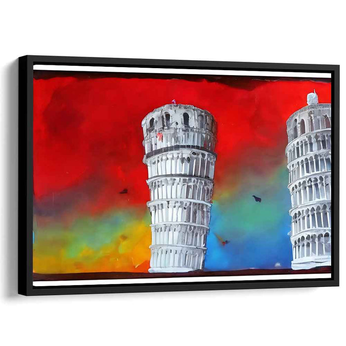 Surreal Pisa: Vibrant Dreamscape of Leaning Towers