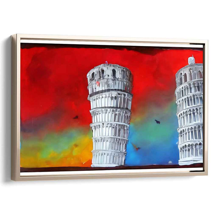Surreal Pisa: Vibrant Dreamscape of Leaning Towers
