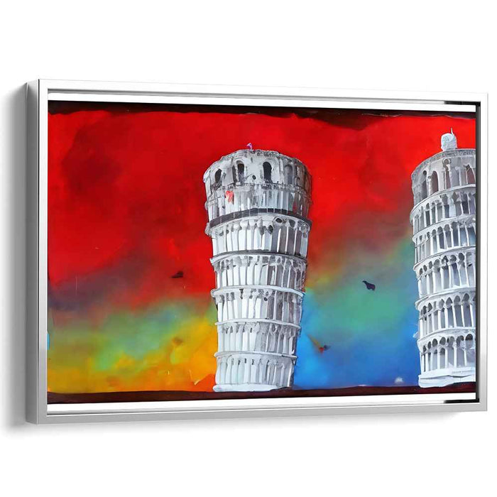 Surreal Pisa: Vibrant Dreamscape of Leaning Towers