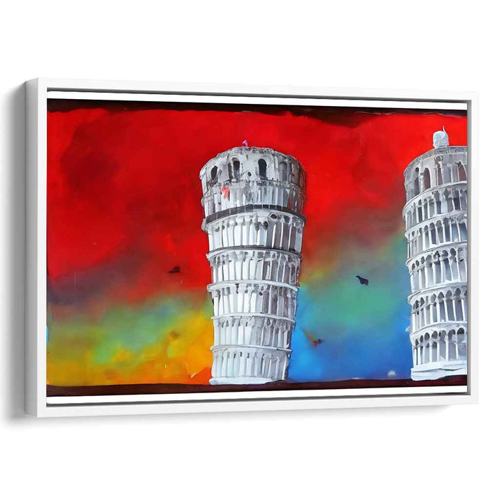 Surreal Pisa: Vibrant Dreamscape of Leaning Towers