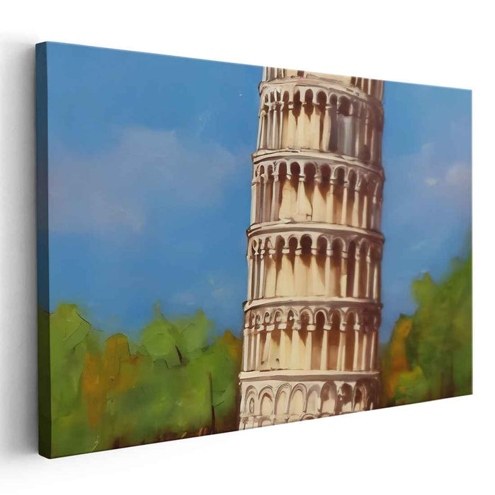 Dimensional Urban Mosaic: Realistic Architectural Canvas Art Print