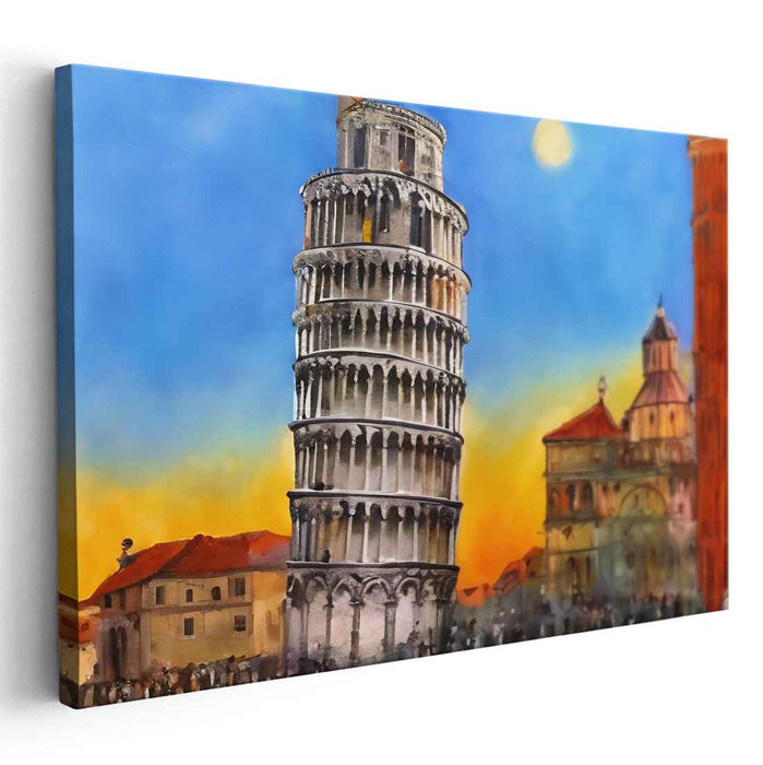 Sunset Over Pisa: The Enchanting Leaning Tower Canvas Art Print