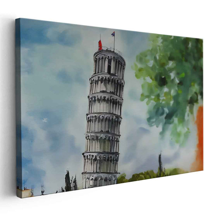 Swaying Grace: Watercolor Impression of the Leaning Tower