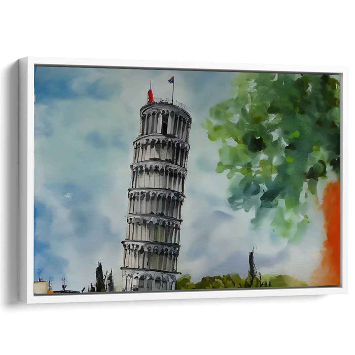 Swaying Grace: Watercolor Impression of the Leaning Tower