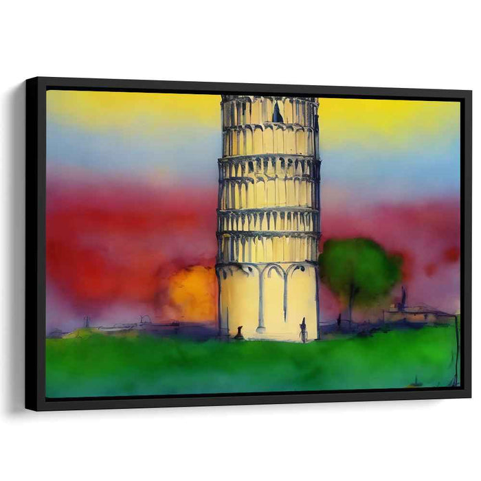 Radiant Evening at the Leaning Tower: Impressionist Landscape Canvas Art Print