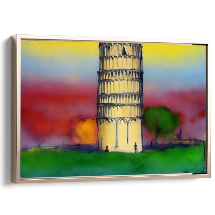 Radiant Evening at the Leaning Tower: Impressionist Landscape Canvas Art Print