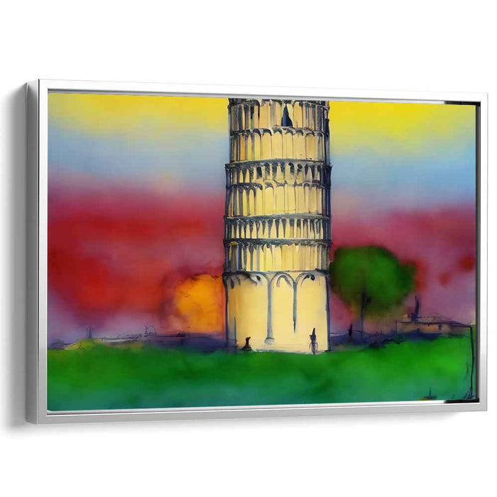 Radiant Evening at the Leaning Tower: Impressionist Landscape Canvas Art Print