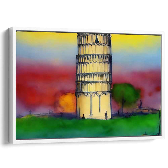 Radiant Evening at the Leaning Tower: Impressionist Landscape Canvas Art Print