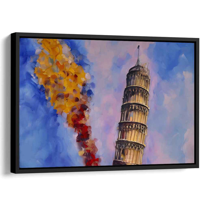 Surreal Leaning Tower: Abstract Expressionist Canvas Art Print
