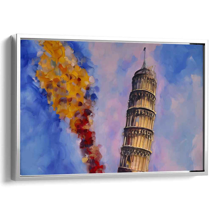 Surreal Leaning Tower: Abstract Expressionist Canvas Art Print
