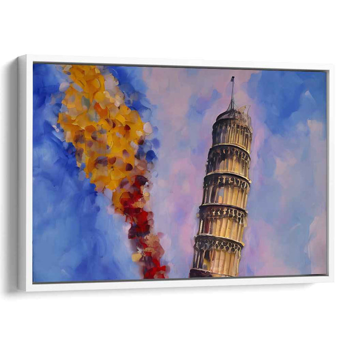 Surreal Leaning Tower: Abstract Expressionist Canvas Art Print