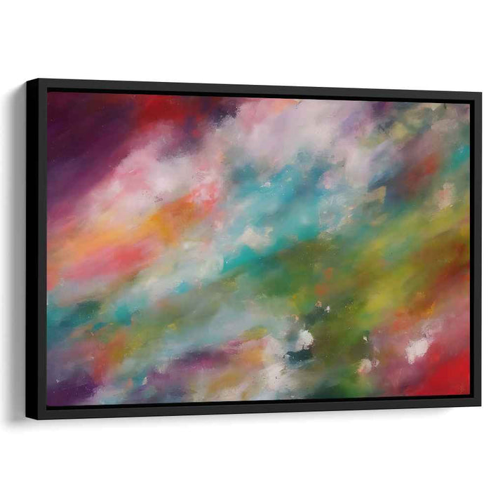 Whispers of Vibrant Sorrow: Abstract Expressionist Teal and Crimson Canvas Art Print