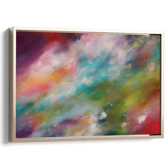 Whispers of Vibrant Sorrow: Abstract Expressionist Teal and Crimson Canvas Art Print