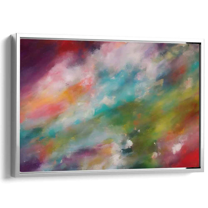 Whispers of Vibrant Sorrow: Abstract Expressionist Teal and Crimson Canvas Art Print