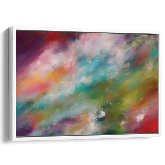 Whispers of Vibrant Sorrow: Abstract Expressionist Teal and Crimson Canvas Art Print