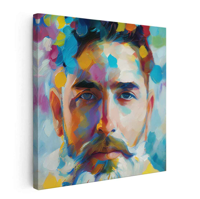 Vivid Brush Strokes Embrace: Modern Impressionist Portrait with Vibrant Color Splashes