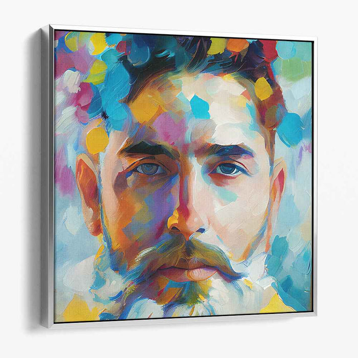 Vivid Brush Strokes Embrace: Modern Impressionist Portrait with Vibrant Color Splashes