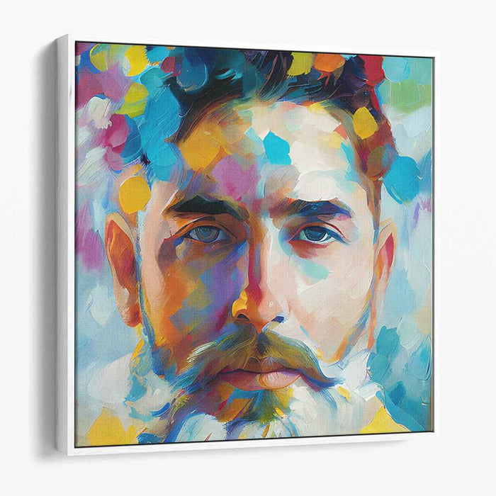 Vivid Brush Strokes Embrace: Modern Impressionist Portrait with Vibrant Color Splashes