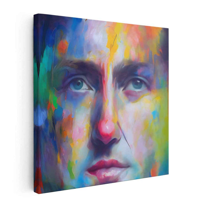 Vibrant Soul Strokes: Colorful Expressionist Portrait Canvas Art