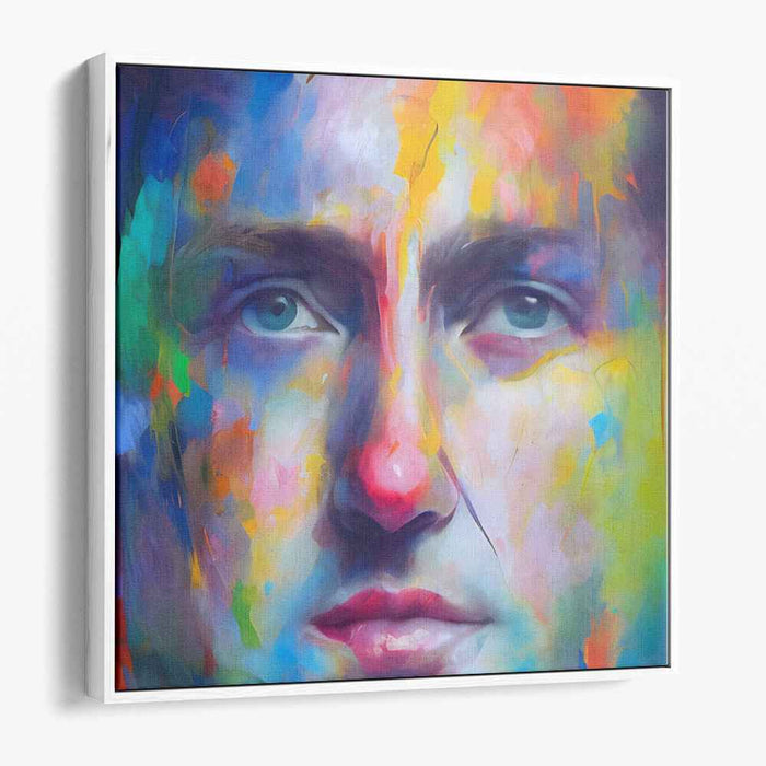 Vibrant Soul Strokes: Colorful Expressionist Portrait Canvas Art