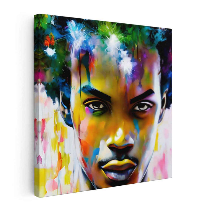 Vibrant Intensity: Abstract Expressionist Portrait of a Young Man