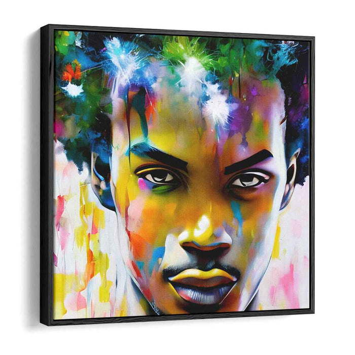 Vibrant Intensity: Abstract Expressionist Portrait of a Young Man