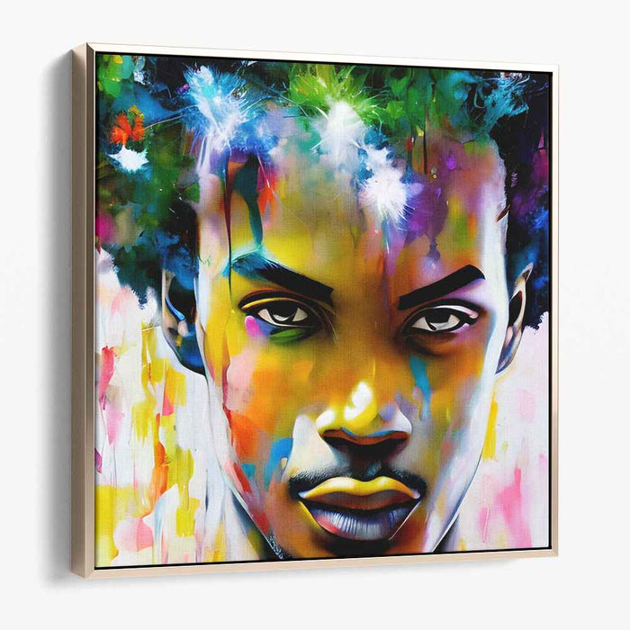 Vibrant Intensity: Abstract Expressionist Portrait of a Young Man