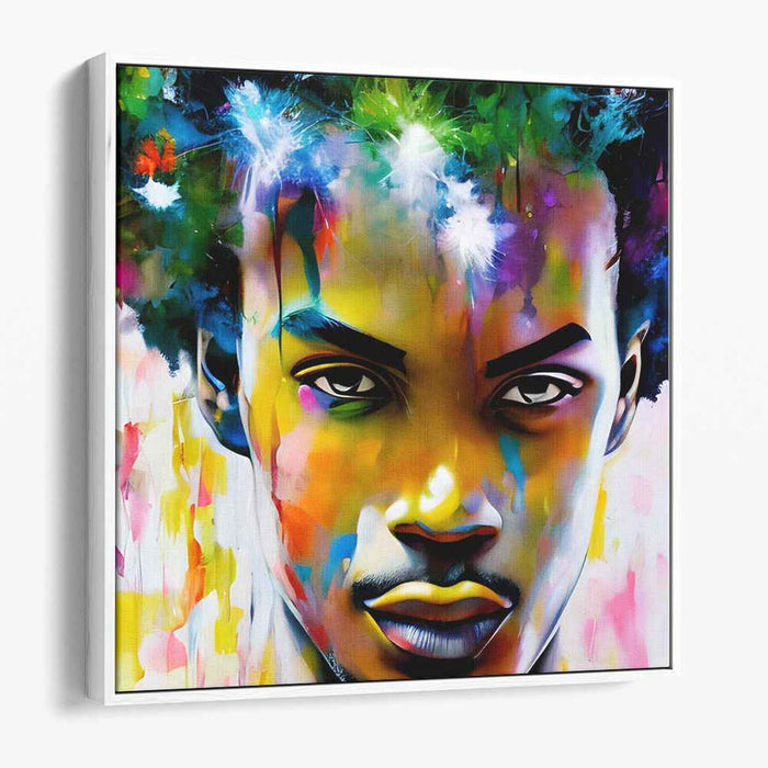Vibrant Intensity: Abstract Expressionist Portrait of a Young Man
