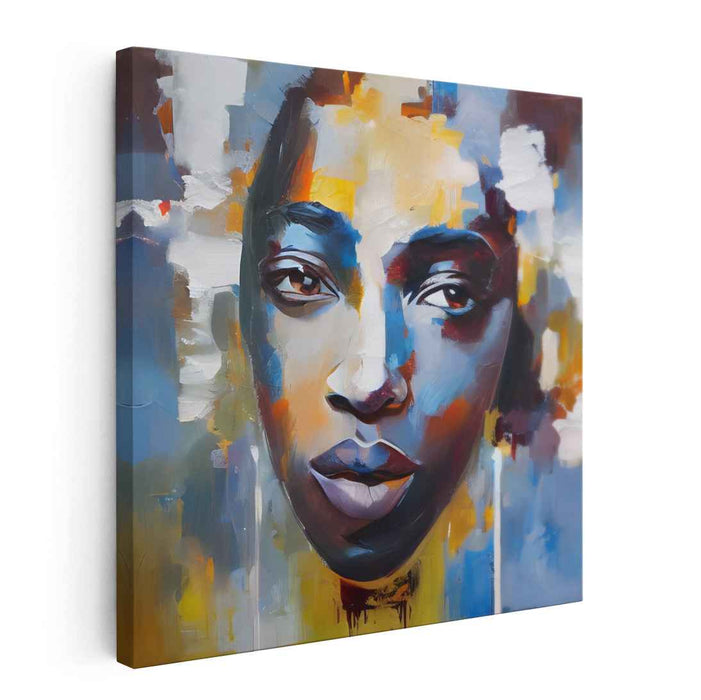 Emotive Brushstrokes: Abstract Expressionist Portrait in Blue and Orange