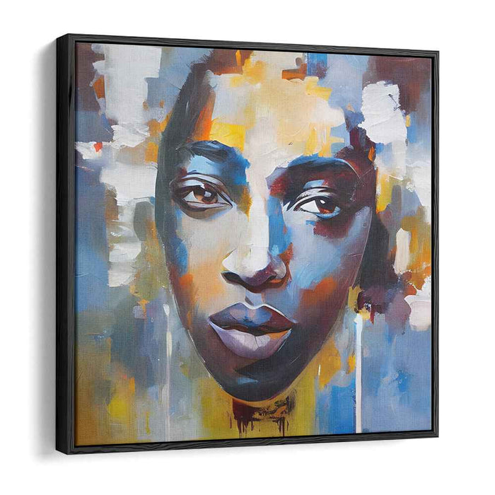 Emotive Brushstrokes: Abstract Expressionist Portrait in Blue and Orange