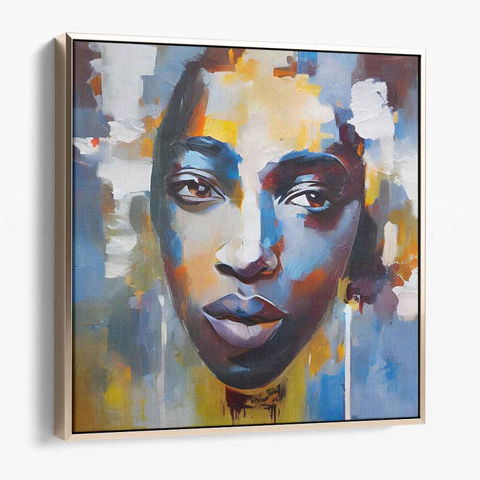 Emotive Brushstrokes: Abstract Expressionist Portrait in Blue and Orange