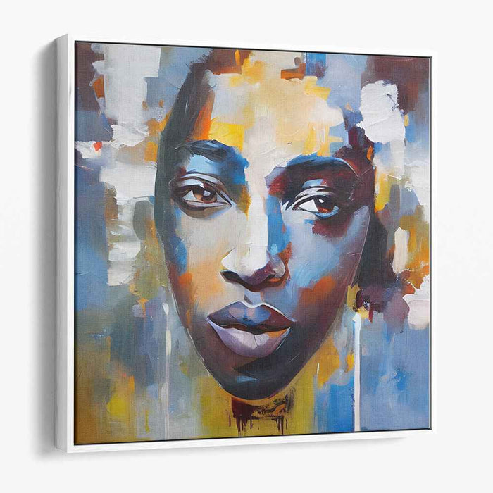 Emotive Brushstrokes: Abstract Expressionist Portrait in Blue and Orange