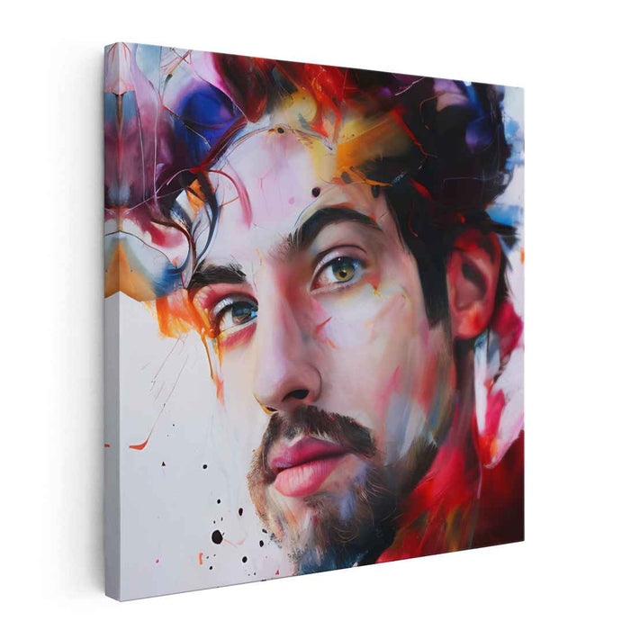Chromatic Chaos Convergence: Neo-Expressionist Portrait with Vivid Color Splashes