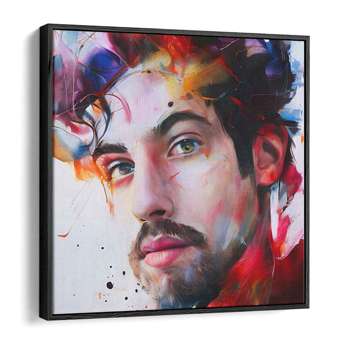 Chromatic Chaos Convergence: Neo-Expressionist Portrait with Vivid Color Splashes