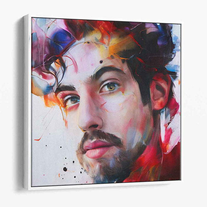 Chromatic Chaos Convergence: Neo-Expressionist Portrait with Vivid Color Splashes
