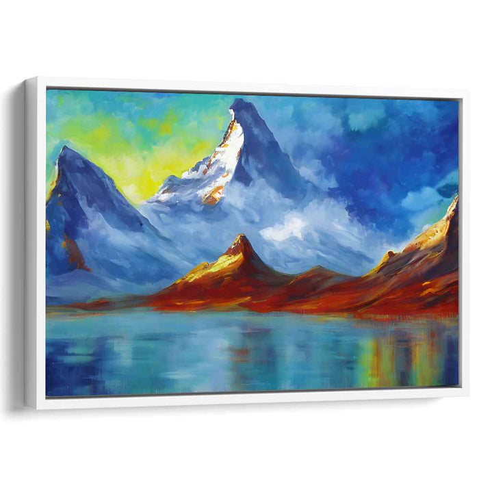 Ethereal Summit Serenity: Vibrant Mountain Landscape Canvas Art