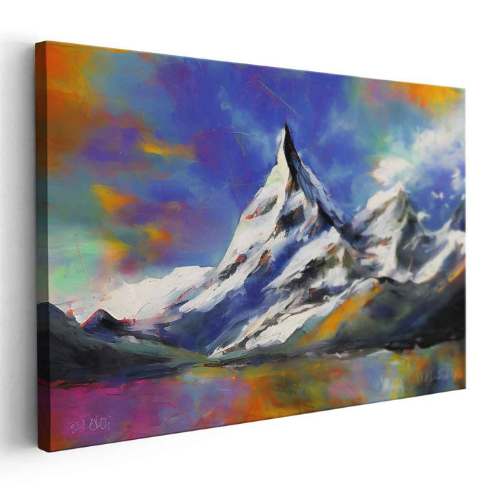 Peak Illusions: Vibrant Abstract Mountain Landscape Canvas Art Print