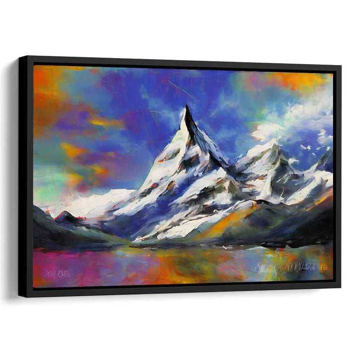 Peak Illusions: Vibrant Abstract Mountain Landscape Canvas Art Print