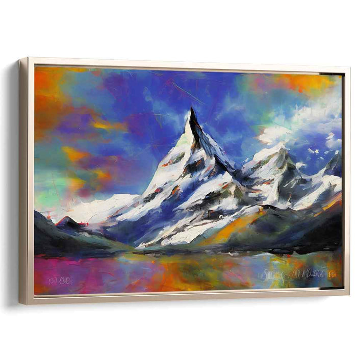 Peak Illusions: Vibrant Abstract Mountain Landscape Canvas Art Print