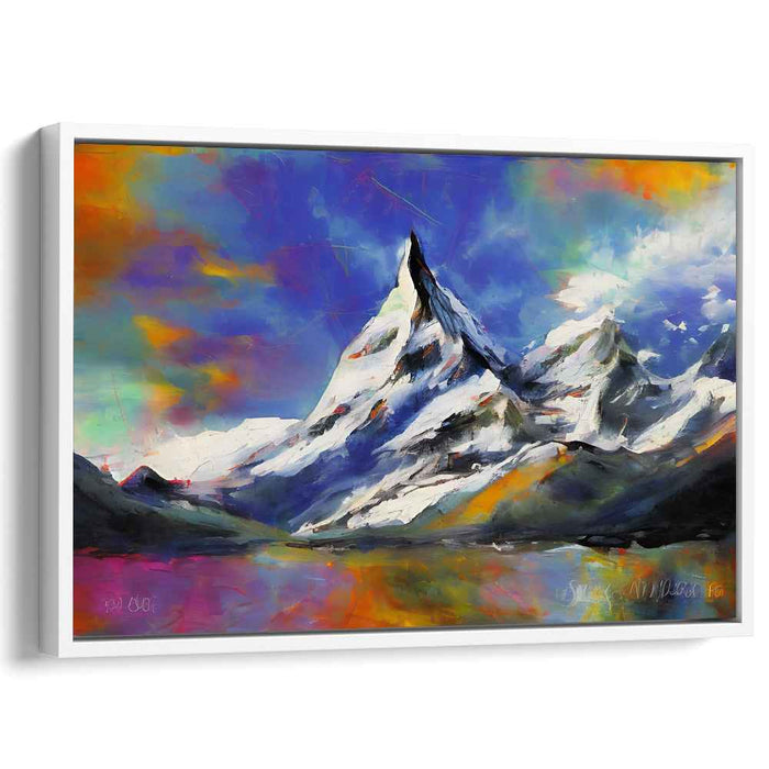 Peak Illusions: Vibrant Abstract Mountain Landscape Canvas Art Print