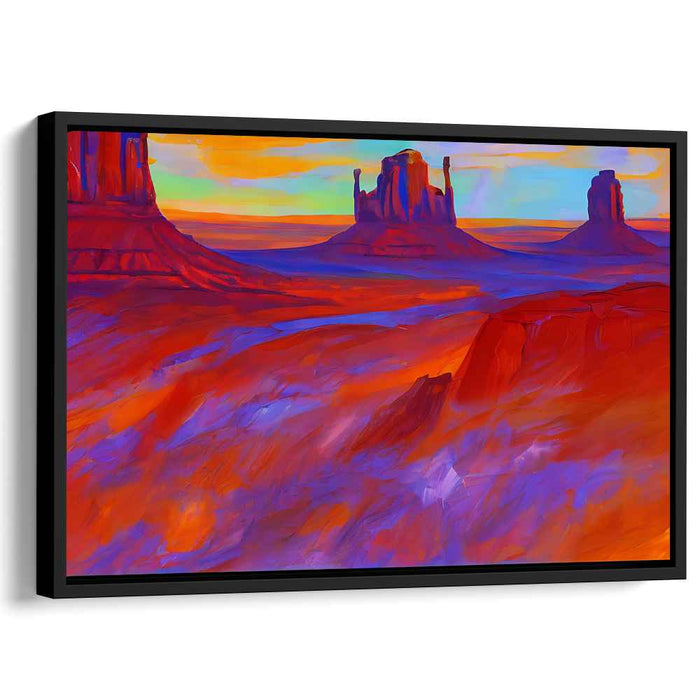Monumental Glow: Monument Valley's Radiant Hues Canvas Art Print