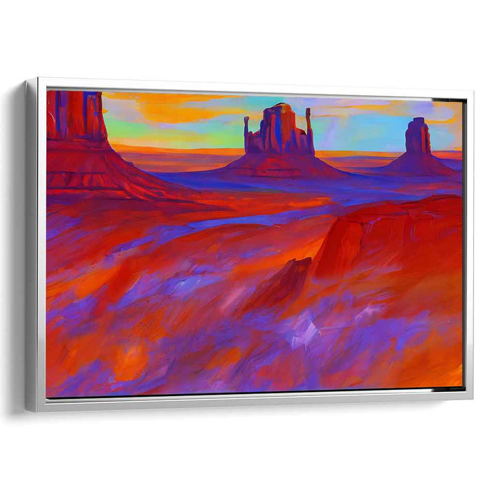 Monumental Glow: Monument Valley's Radiant Hues Canvas Art Print