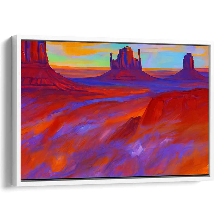 Monumental Glow: Monument Valley's Radiant Hues Canvas Art Print