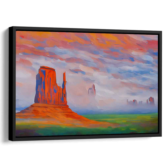 Majestic Desert Dawn: Impressionist Red Rock Landscape Canvas Print