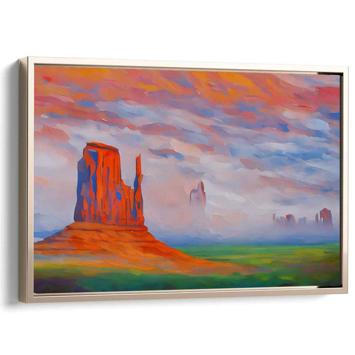 Majestic Desert Dawn: Impressionist Red Rock Landscape Canvas Print