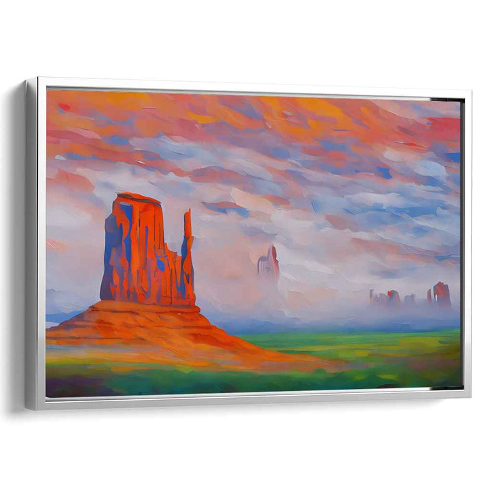 Majestic Desert Dawn: Impressionist Red Rock Landscape Canvas Print