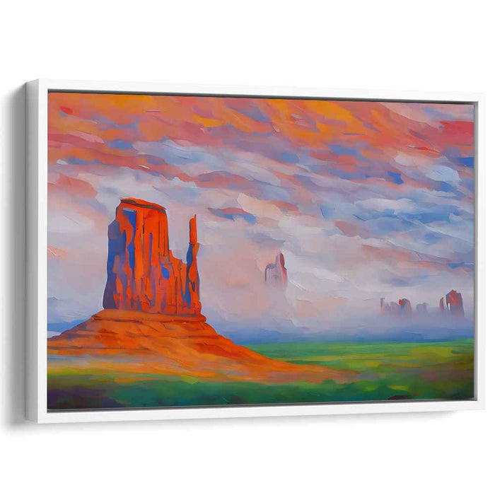 Majestic Desert Dawn: Impressionist Red Rock Landscape Canvas Print