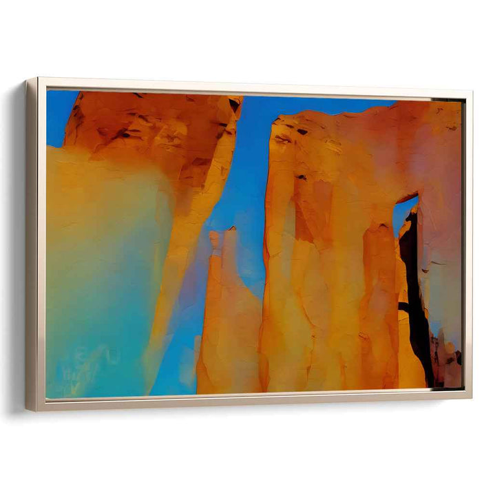 Infinite Sandstone Vistas: Towering Sandstone Cliffs Against Azure Sky